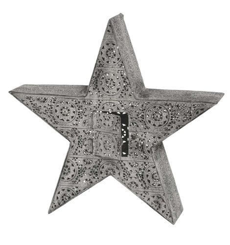 Großer Metall Stern für innen oder Außenbereich, 44x9,5xH42 Shabby grau Ornament 471148-044-801